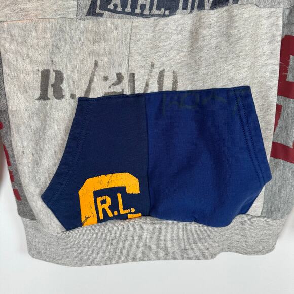 Polo Ralph Lauren Boy’s M Patchwork Hoodie Pullover Varsity Athletic Division - Picture 3 of 10